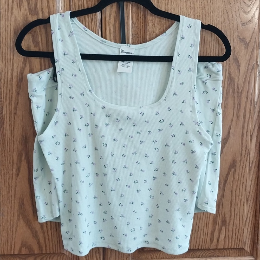 No Boundaries NWT Rib Knit Tank & Short Set Loungewear Jr Sz XX-Large Mint Green